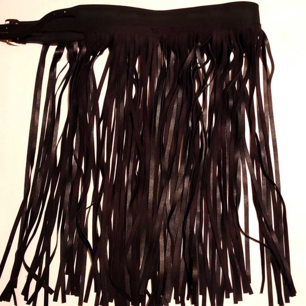 Faux leather black women belt